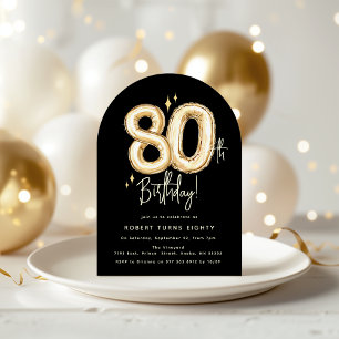 トレンディ ゴールド エイティ バルーン 80歳の誕生日パーティー 招待状