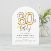 トレンディ ゴールド エイティ バルーン 80歳の誕生日パーティー 招待状 (スタンド正面)