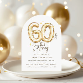 トレンディ ゴールド システィ バルーン 60歳の誕生日パーティー 招待状