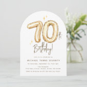 トレンディ ゴールド セブンティ バルーン 70歳の誕生日パーティー 招待状 (スタンド正面)