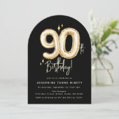 トレンディ ゴールド ナインティ バルーン 90歳の誕生日パーティー 招待状 (スタンド正面)