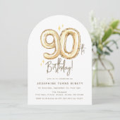トレンディ ゴールド ナインティ バルーン 90歳の誕生日パーティー 招待状 (スタンド正面)