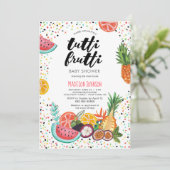 トレンディ |ピンク |トロピカルトゥッティフルーティベビーシャワー 招待状 (スタンド正面)