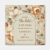 トレンディ ボーホー カッパー アイボリー オリーブ フローラル セーブ デート マグネット (正面)