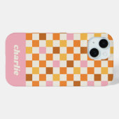 トレンディ・レトロ・チェッカーボード・モノグラム Case-Mate iPhoneケース (裏面 (横))