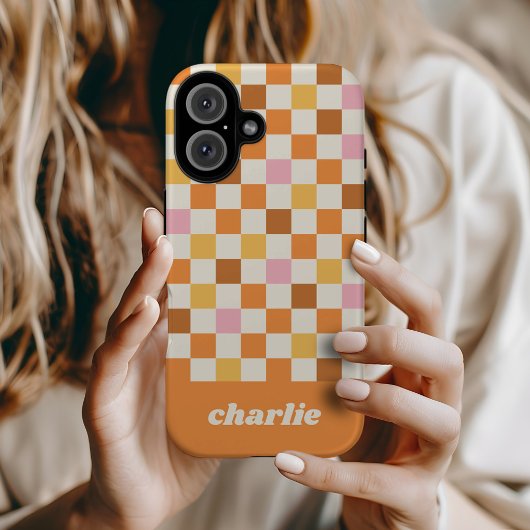 トレンディ・レトロ・チェッカーボード・モノグラム Case-Mate iPhoneケース