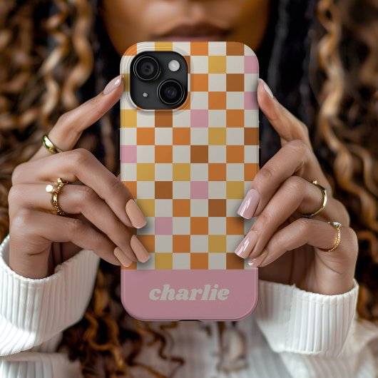トレンディ・レトロ・チェッカーボード・モノグラム Case-Mate iPhoneケース