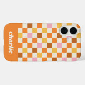 トレンディ・レトロ・チェッカーボード・モノグラム Case-Mate iPhoneケース (裏面 (横))