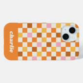 トレンディ・レトロ・チェッカーボード・モノグラム Case-Mate iPhoneケース (裏面 (横))