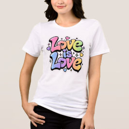 トレンディY2Kレインボー落書きLove is LoveグラフィックT トライブレンドTシャツ