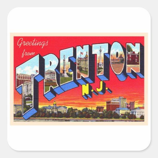トレントンニュージャージーヴィンテージ大文字葉書 スクエアシール (正面)