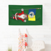 トレントン・ニュージャージー州旗を持つサンタクロース 横断幕 (インサイチュ)