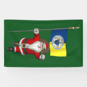 トレントン・ニュージャージー州旗を持つサンタクロース 横断幕 (横)