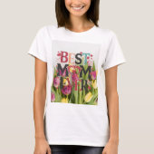 トレンドの花柄で最高のママ Tシャツ (正面)