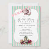 トレンドアリスインワンダーランドティーパーティーブライダルシャワー 招待状 (正面)