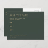 トレンドオモダンリーブ緑の結婚式の日付を保存 ポストカード (正面/裏面)