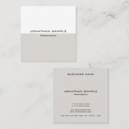 トレンドカラエレガントーのイニシャルモダンテンプレート スクエア名刺 (正面/裏面)