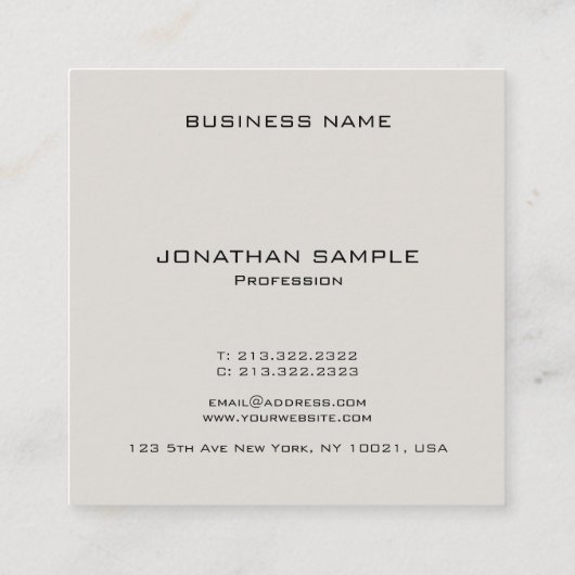 トレンドカラエレガントーのイニシャルモダンテンプレート スクエア名刺 (裏面)