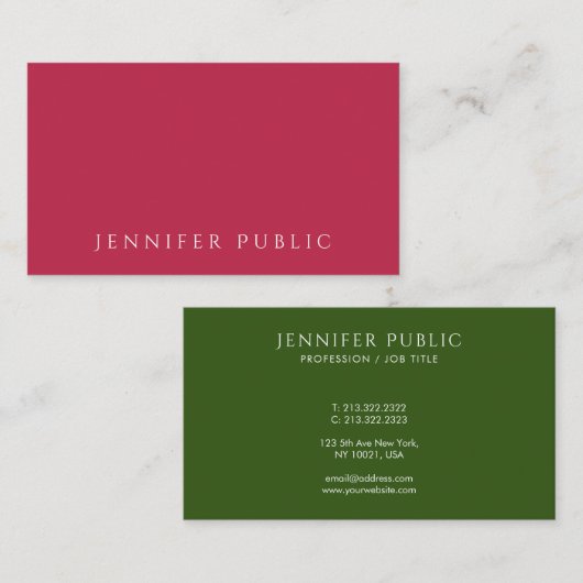 トレンドカラエレガントーテンプレート独自の作成 名刺 (正面/裏面)