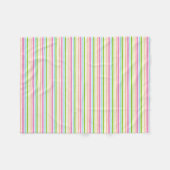 トレンドカラーイエローグリーンピンク白ストライプの フリースブランケット (正面(横))