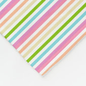 トレンドカラーイエローグリーンピンク白ストライプの フリースブランケット (角)