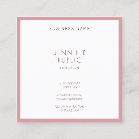 トレンドカラーエレガントーのプロフェッショナルシンプル スクエア名刺 (裏面)