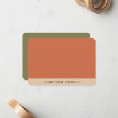 トレンドカラーカスタムスクリプト書道モノグラム ノートカード (正面/裏面インサイチュ)