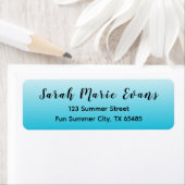 トレンドカラーグラデーション鮮やかなシアン差出人住所ラベル ラベル (インサイチュ)