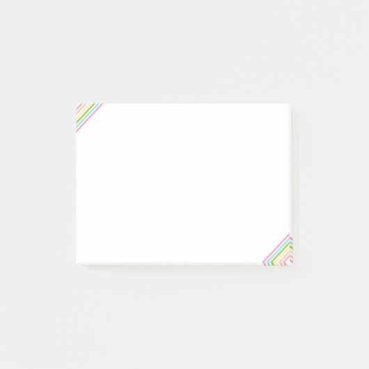 トレンドカラーストライプのテンプレートピンク黄青 ポストイット (正面)