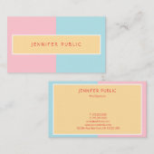 トレンドカラーズピンクイエローブルーエレガントシック 名刺 (正面/裏面)