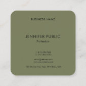 トレンドカラーズレッド&グリーンモノグラムイニシャル スクエア名刺 (裏面)