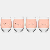 トレンドカラーソフト桃ペルソナライザブルグラス ステムなしワイングラス (正面)