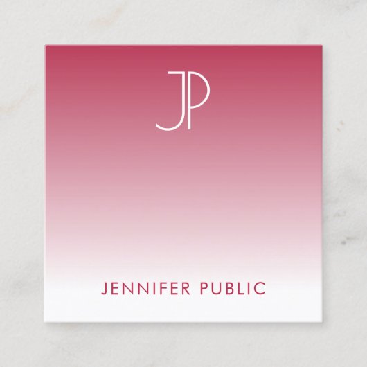 トレンドカラービバマゼンタモノグラムイニシャル スクエア名刺 (正面)