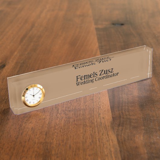 トレンドカラーブラウン結婚のコーディネーター デスクネームプレート (側面)