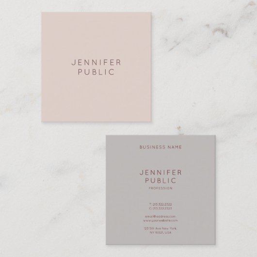 トレンドカラープロフェッショナルモダンミニマルデザイン スクエア名刺 (正面/裏面)