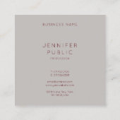 トレンドカラープロフェッショナルモダンミニマルデザイン スクエア名刺 (裏面)