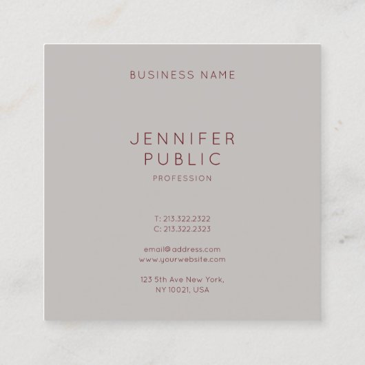 トレンドカラープロフェッショナルモダンミニマルデザイン スクエア名刺 (裏面)