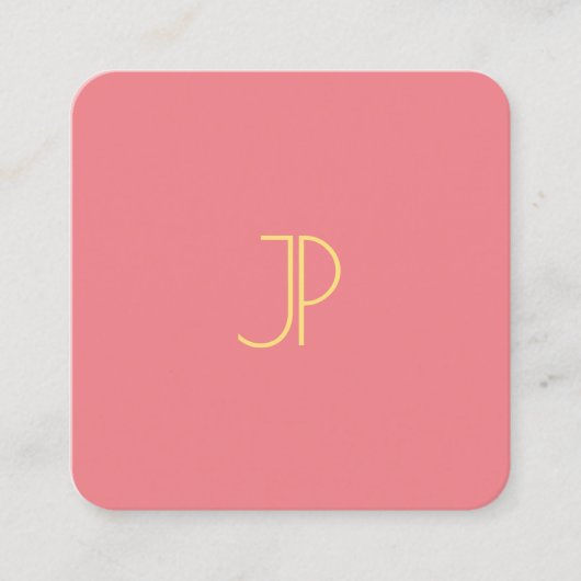 トレンドカラーモダンテンプレート金ゴールドルックモノグラム スクエア名刺 (正面)
