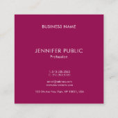トレンドカラーモダンビバマゼンタモノグラムイニシャル スクエア名刺 (裏面)