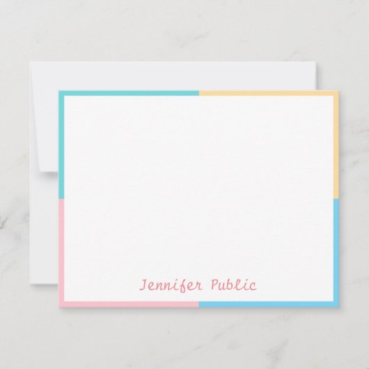 トレンドカラーモダン手書きスクリプトテンプレート ノートカード (正面)