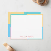 トレンドカラーモダン手書きスクリプトテンプレート ノートカード (正面/裏面インサイチュ)