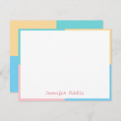 トレンドカラーモダン手書きスクリプトテンプレート ノートカード (正面/裏面)