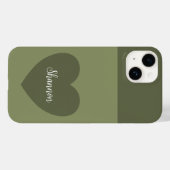 トレンドカラーリードグリーンハート&名前ミニマリスト Case-Mate iPhoneケース (裏面 (横))