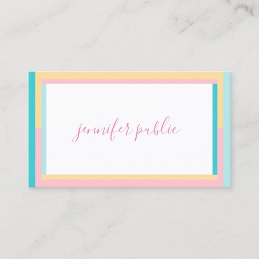 トレンドカラー手書き名前文字シンプルモダン 名刺 (正面)