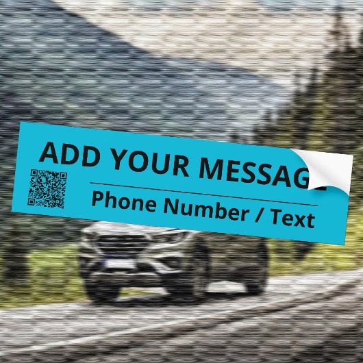 トレンドカラー鮮やかなシアン文字&QRバンパーステッカー バンパーステッカー