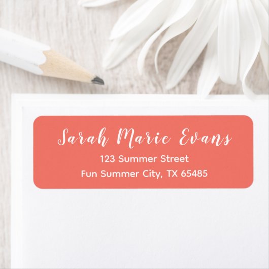 トレンドカラー – コーラルサンセット差出人住所ラベル ラベル (インサイチュ)