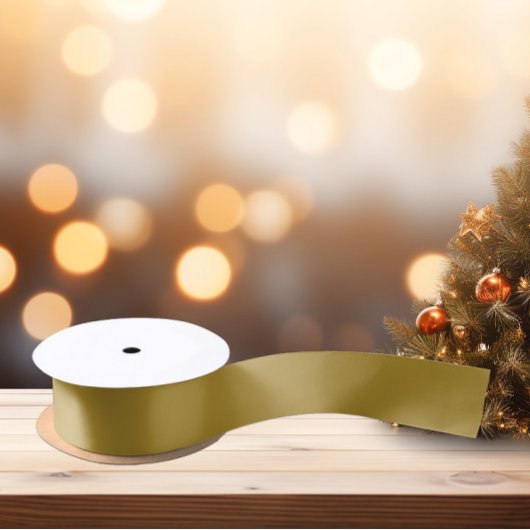 トレンドカラー – サニーオリーブ色 – 無地の サテンリボン