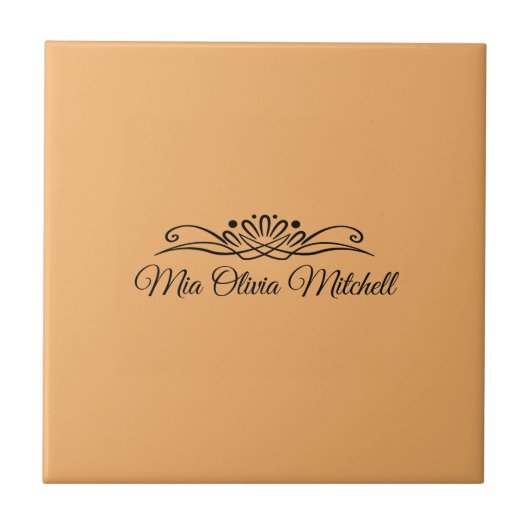 トレンドカラー – ソフトオレンジの名前セラミックタイル タイル (正面)