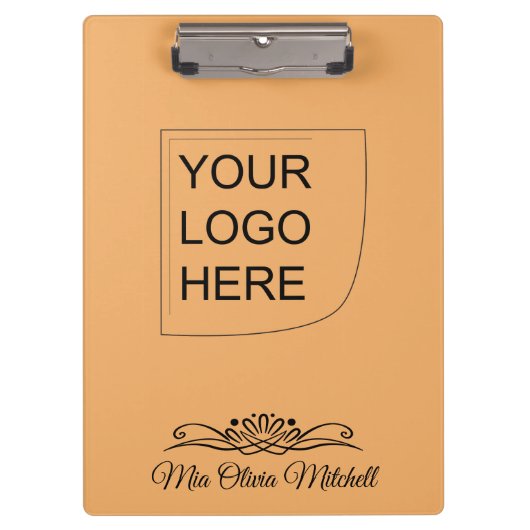 トレンドカラー – ソフトオレンジ色ロゴのクリップボード クリップボード (正面)