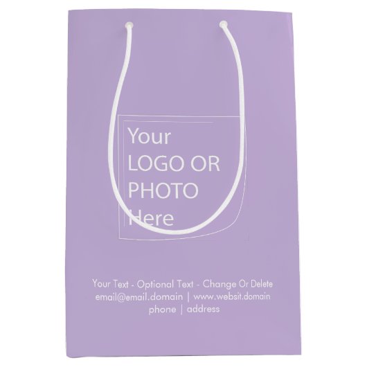 トレンドカラー - ソフトバイオレット ミディアムロゴギフトバッグ ミディアムペーパーバッグ (正面)